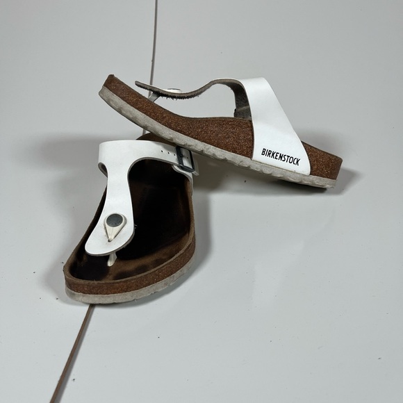 Birkenstock Gizeh Grooved PAP White Birko-Flor Patent Leather‎ Size 38 - Picture 1 of 10